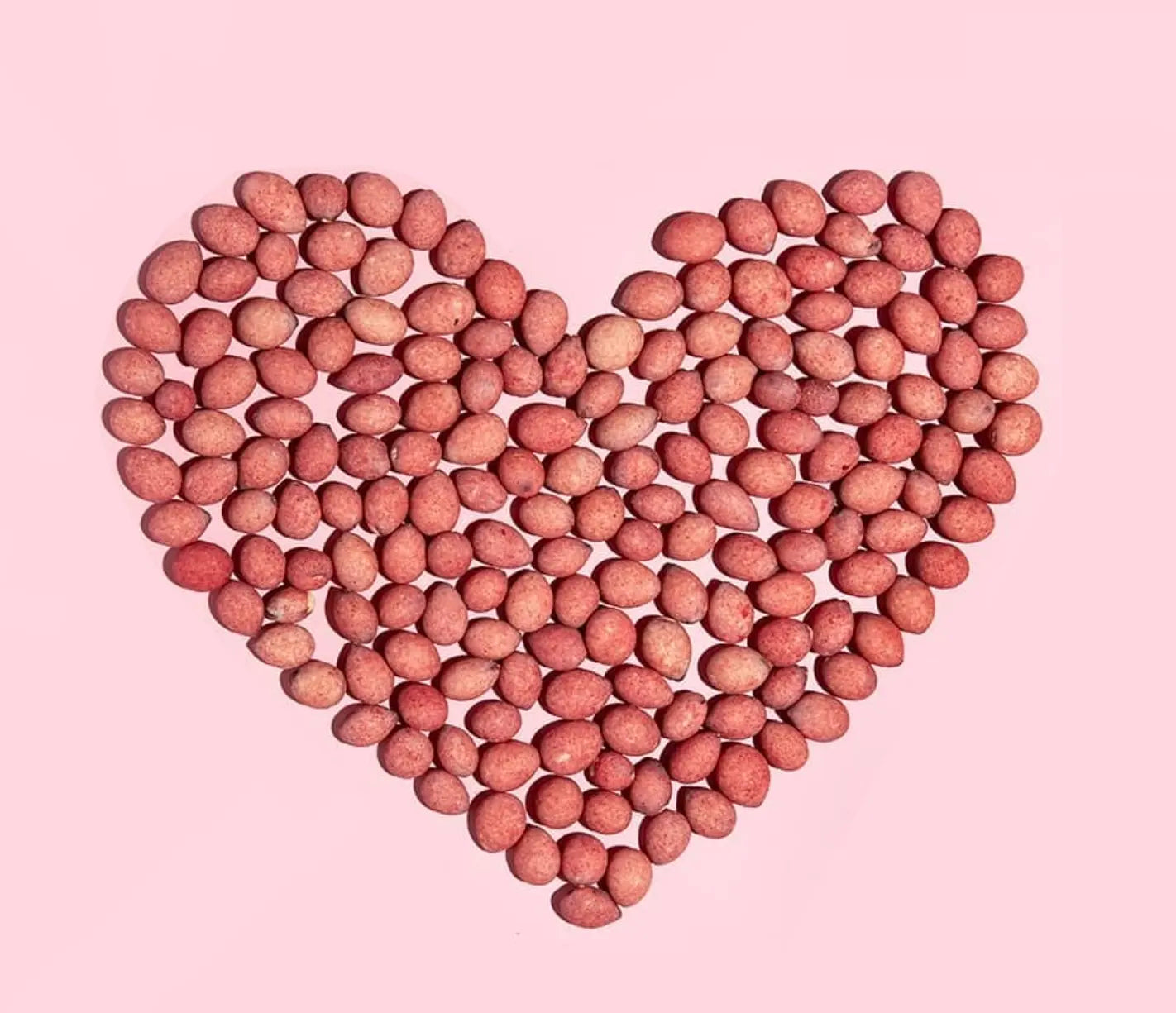 Almonds arranged in heart shape